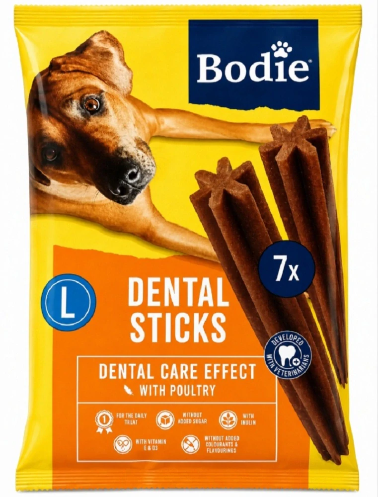 Bodie Dental Sticks doplňkové krmivo pro dospělé psy L 7 ks 270g
