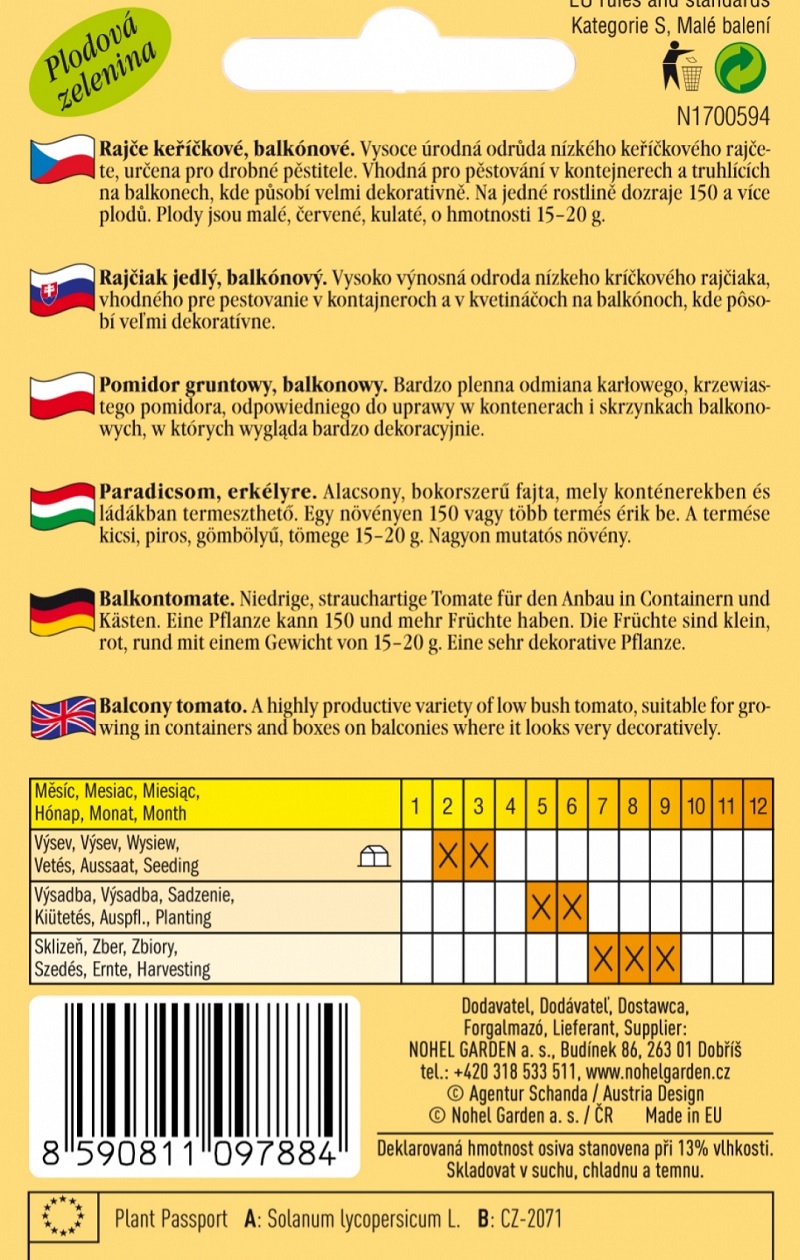 Rajče keříčkové balkónové červené (semena)