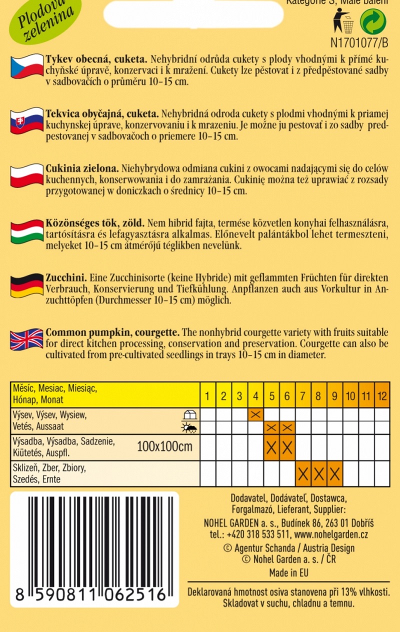 Tykev cuketa zelená Nefertiti (semena)