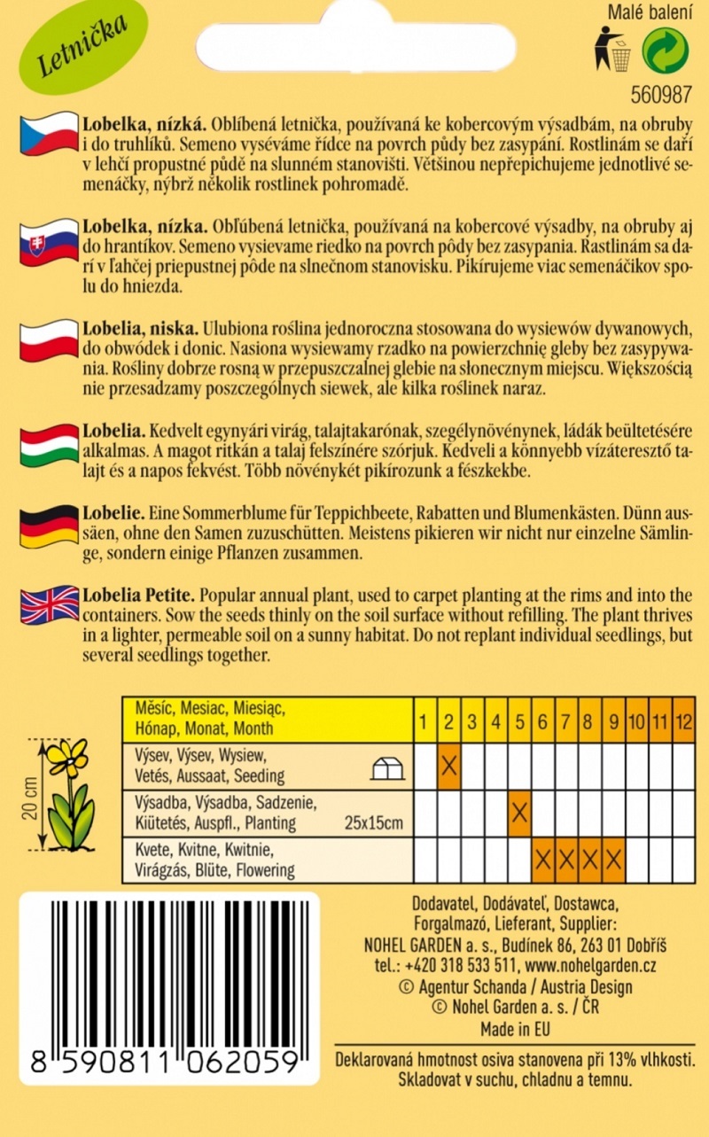 Lobelka drobná nízká, bílá (semena)