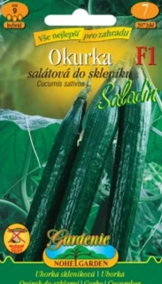 Osivo Saladin F1: originální sáček s fotografií dlouhých salátových okurek do skleníku